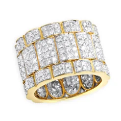 5/8in Wide Men's Diamond Eternity Band 14K Yellow Gold Anniversary Ring 3.7ct