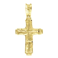 Affordable 14K White Gold Small Diamond Cross Pendant For Men & Women -Outlet Bijou Lush Store jewelry affordable real 14k gold small diamond cross pendant for men women backye