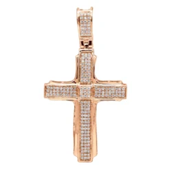 Affordable 14K White Gold Small Diamond Cross Pendant For Men & Women -Outlet Bijou Lush Store jewelry affordable real 14k gold small diamond cross pendant for men women ro