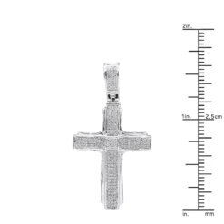 Affordable 14K White Gold Small Diamond Cross Pendant For Men & Women -Outlet Bijou Lush Store jewelry affordable real 14k gold small diamond cross pendant for men women rulerwh