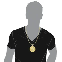 Custom Aztec Sun Stone Calendar Coin Diamond Pendant 18K Yellow Gold For Men -Outlet Bijou Lush Store jewelry custom aztec sun stone calendar coin diamond pendant in 18k gold for men bodye