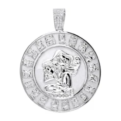 Custom Aztec Sun Stone Calendar Coin Diamond Pendant 18K Yellow Gold For Men -Outlet Bijou Lush Store jewelry custom aztec sun stone calendar coin diamond pendant in 18k gold for men wh