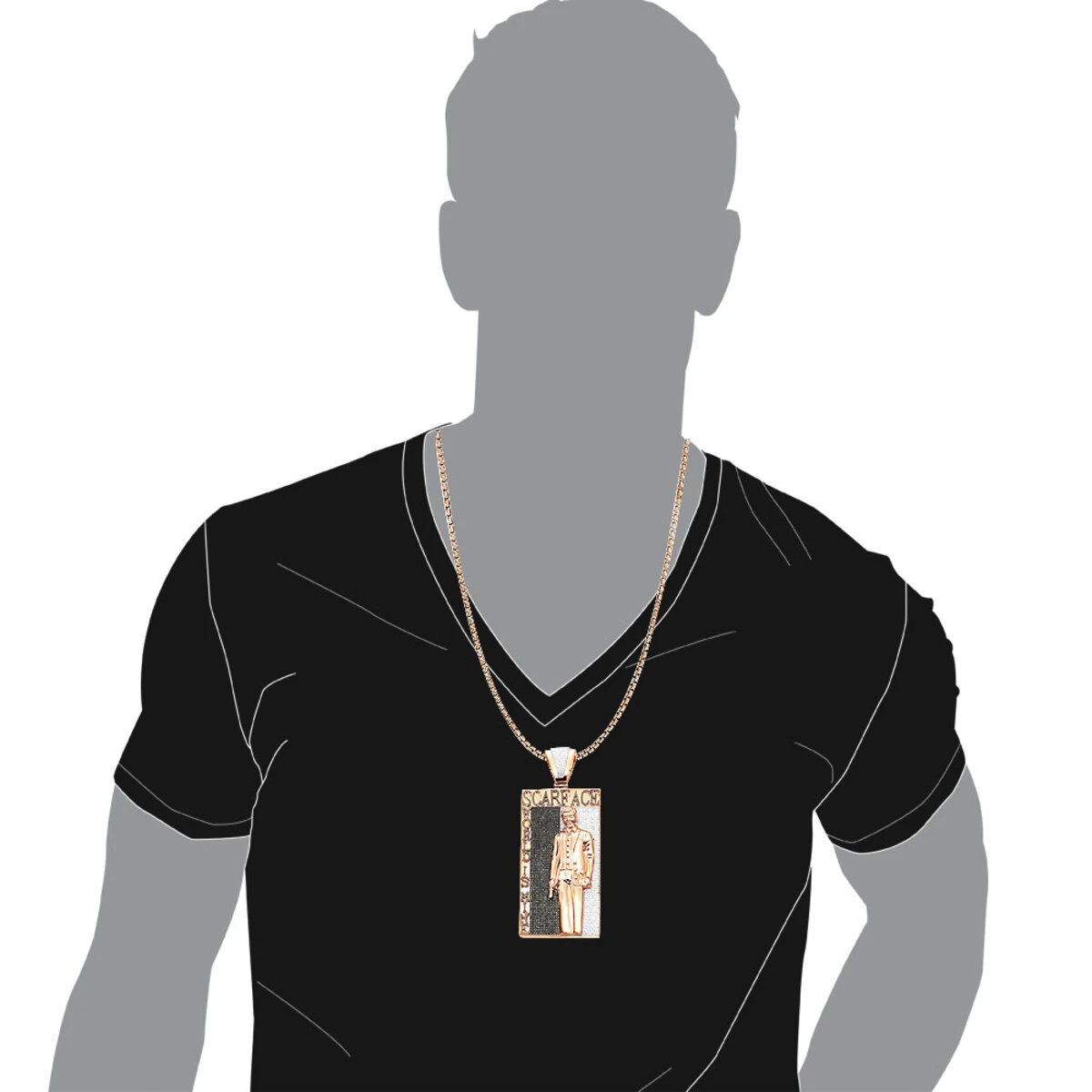 14K White Gold Tony Montana Scarface Character Diamond Pendant For Men 11 14K White Gold Tony Montana Scarface Character Diamond Pendant For Men - Image 9