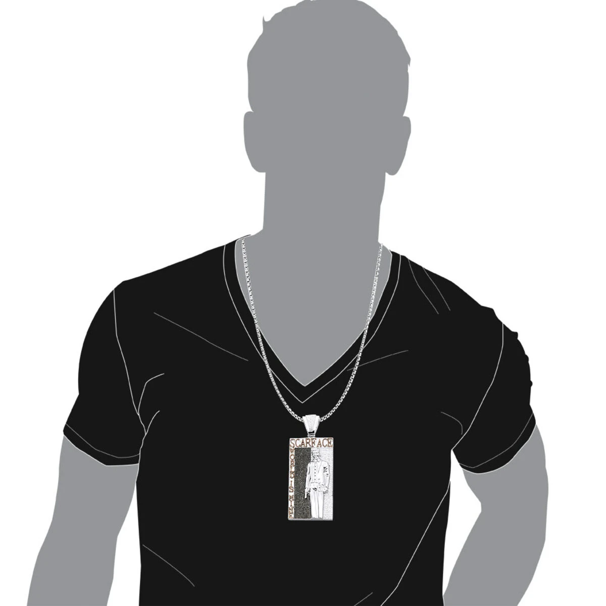 14K White Gold Tony Montana Scarface Character Diamond Pendant For Men 9 14K White Gold Tony Montana Scarface Character Diamond Pendant For Men - Image 7