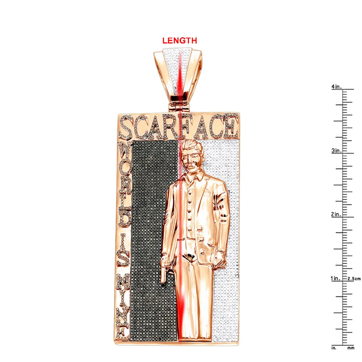 14K White Gold Tony Montana Scarface Character Diamond Pendant For Men 14 14K White Gold Tony Montana Scarface Character Diamond Pendant For Men - Image 12