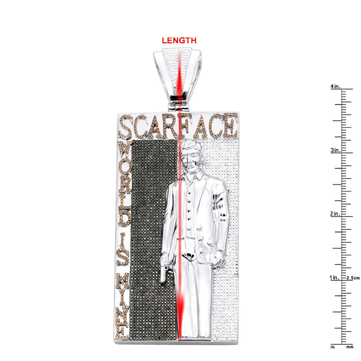 14K White Gold Tony Montana Scarface Character Diamond Pendant For Men 12 14K White Gold Tony Montana Scarface Character Diamond Pendant For Men - Image 10