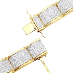 Designer 45ct Men's Diamond Bracelet 14K Yellow Gold Princess Cut Invisible Set Diamonds 12 Designer 45ct Men's Diamond Bracelet 14K Yellow Gold Princess Cut Invisible Set Diamonds -Outlet Bijou Lush Store jewelry designer 45ct mens diamond bracelet 14k gold princess cut invisible set diamonds backye