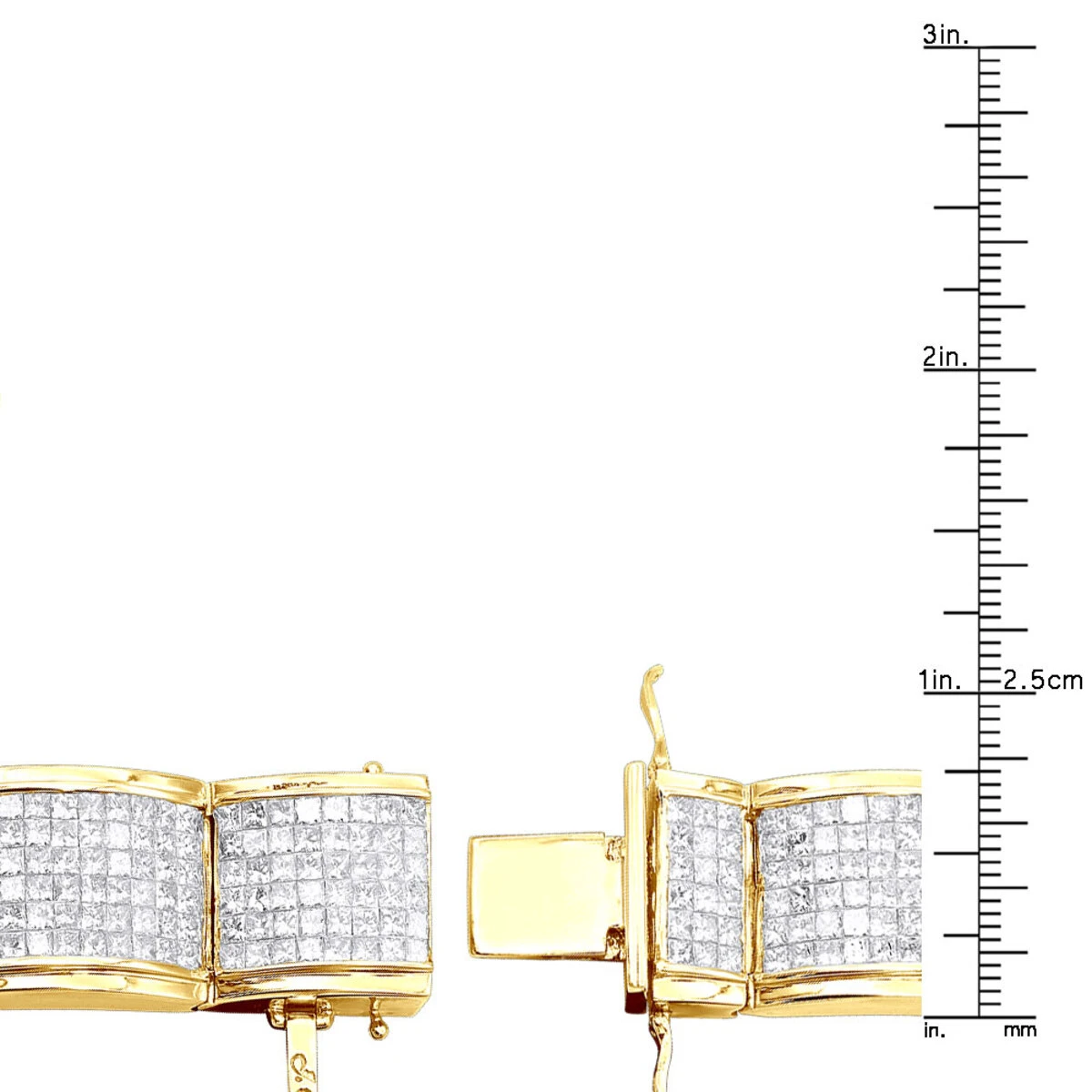 Designer 45ct Men's Diamond Bracelet 14K Yellow Gold Princess Cut Invisible Set Diamonds 8 Designer 45ct Men's Diamond Bracelet 14K Yellow Gold Princess Cut Invisible Set Diamonds - Image 6