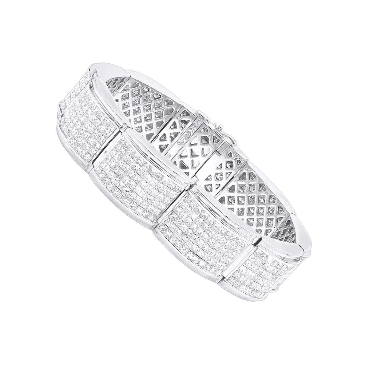 Designer 45ct Men's Diamond Bracelet 14K Yellow Gold Princess Cut Invisible Set Diamonds 4 Designer 45ct Men's Diamond Bracelet 14K Yellow Gold Princess Cut Invisible Set Diamonds - Image 2