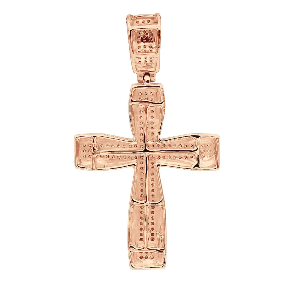 Double Layer 14K White Gold Pave Diamond Cross Pendant For Men & Women 0.75c 8 Double Layer 14K White Gold Pave Diamond Cross Pendant For Men & Women 0.75c - Image 6