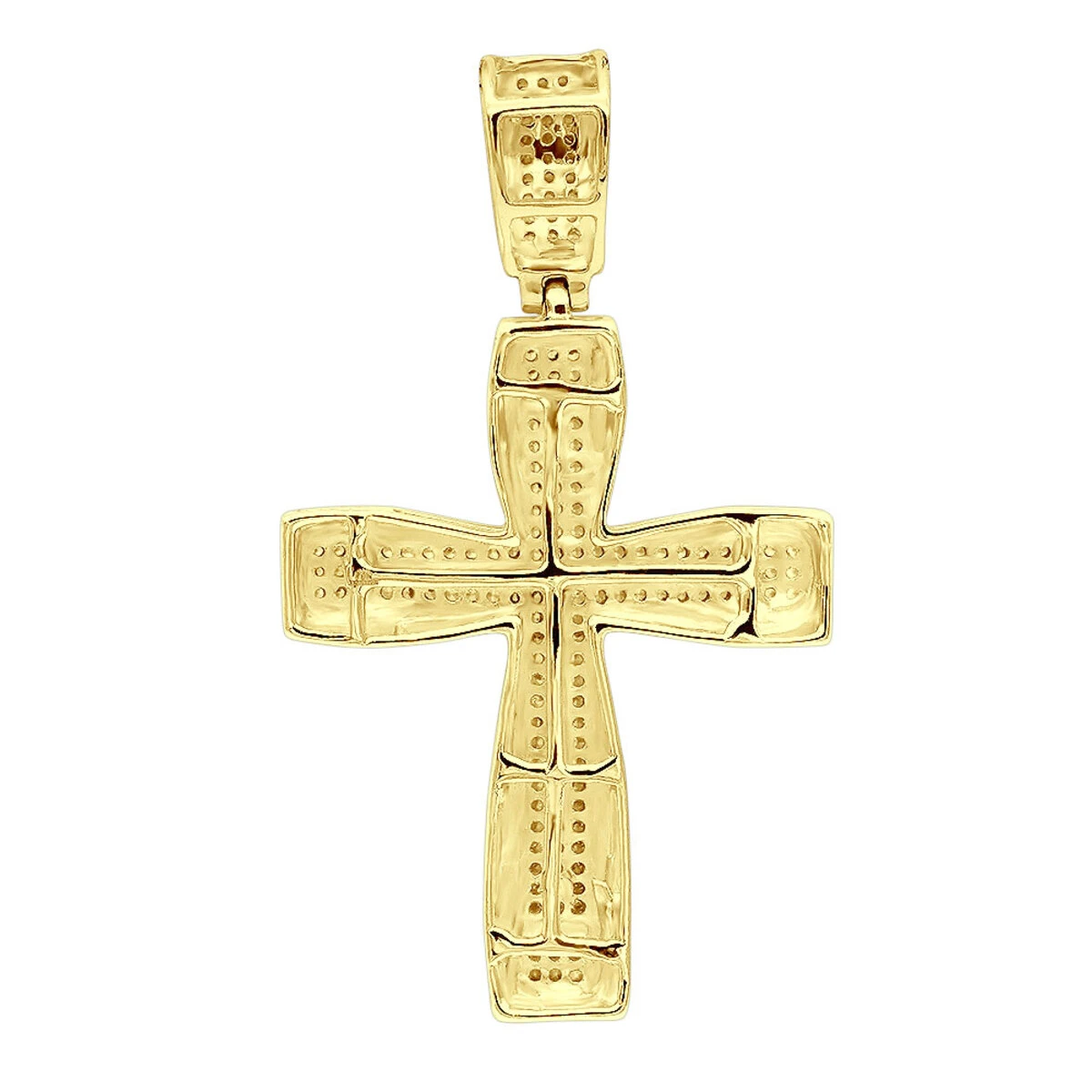 Double Layer 14K White Gold Pave Diamond Cross Pendant For Men & Women 0.75c 7 Double Layer 14K White Gold Pave Diamond Cross Pendant For Men & Women 0.75c - Image 5