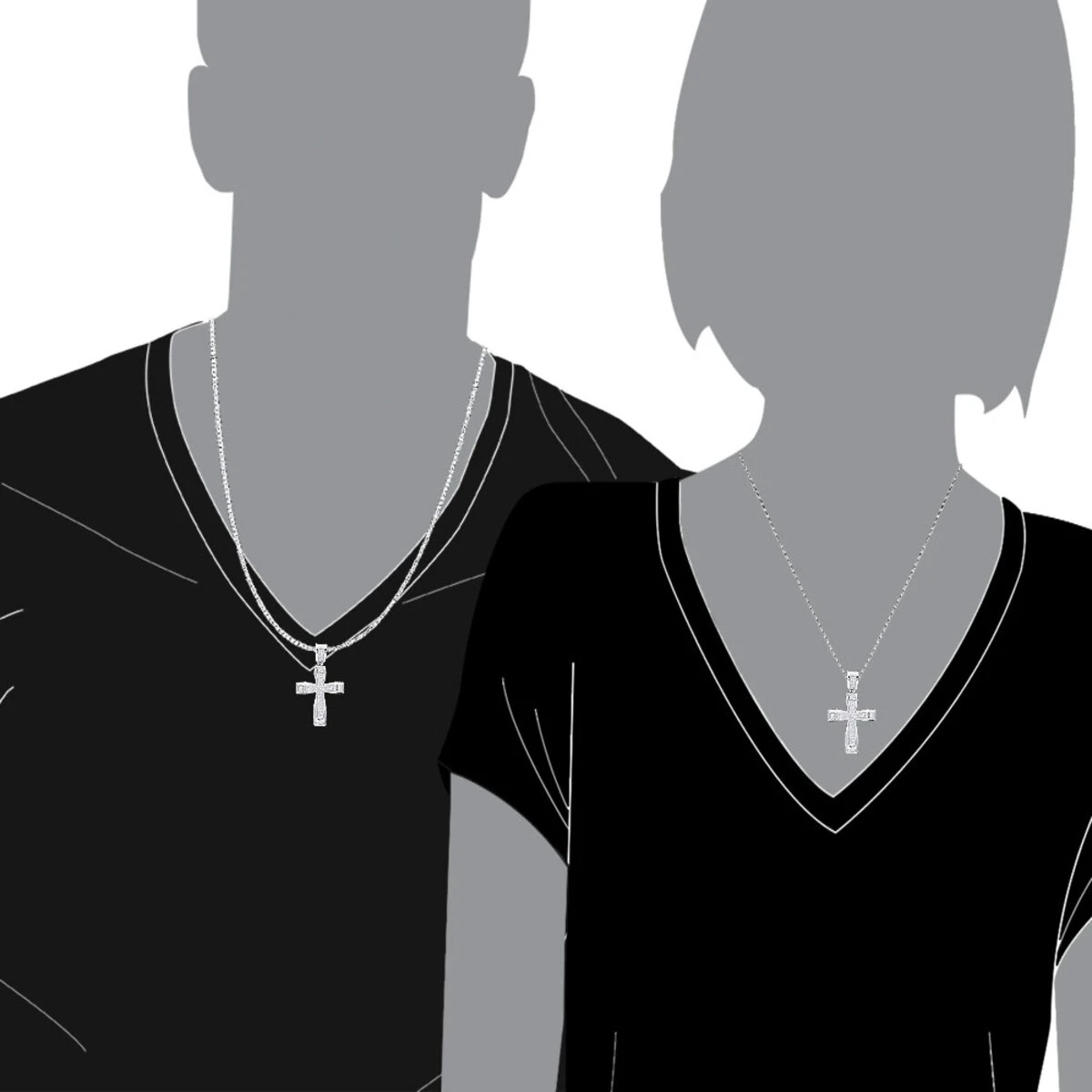 Double Layer 14K White Gold Pave Diamond Cross Pendant For Men & Women 0.75c 9 Double Layer 14K White Gold Pave Diamond Cross Pendant For Men & Women 0.75c - Image 7