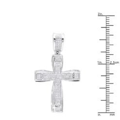 Double Layer 14K White Gold Pave Diamond Cross Pendant For Men & Women 0.75c 17 Double Layer 14K White Gold Pave Diamond Cross Pendant For Men & Women 0.75c -Outlet Bijou Lush Store jewelry double layer real 14k gold pave diamond cross pendant for men women 075c rulerwh