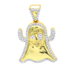 Emoji Ghost Symbol Real Diamond Pendant For Men 1CT 14K Yellow Gold By Luxurman