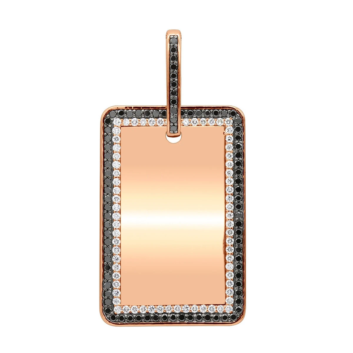 Engravable 2 Carat Black And White Diamond Dog Tag Pendant For Men 14K White Gold 5 Engravable 2 Carat Black And White Diamond Dog Tag Pendant For Men 14K White Gold - Image 3