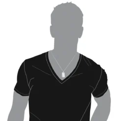 Engravable Sterling Silver Diamond Dog Tag Pendant For Men & Chain Necklace -Outlet Bijou Lush Store jewelry engravable sterling silver diamond dog tag pendant for men chain necklace bod