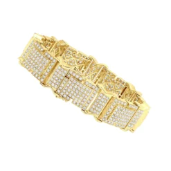 Fully Iced Out VS Diamond Bracelet For Men 14K Yellow Gold By Joe Rodeo 21 Carats