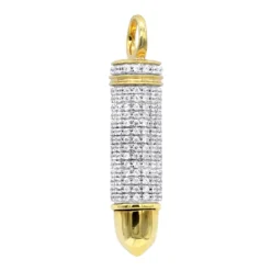 Genuine Diamond Bullet Pendant 10K Yellow Gold 0.75CT By Luxurman