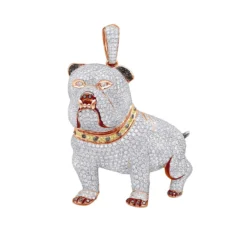 Genuine White Black Yellow Pink Diamond Bulldog Pendant 14K White Gold 17.23ct -Outlet Bijou Lush Store jewelry genuine white black yellow pink diamond bulldog pendant in real 14k gold 1723ct ro