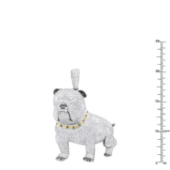 Genuine White Black Yellow Pink Diamond Bulldog Pendant 14K White Gold 17.23ct -Outlet Bijou Lush Store jewelry genuine white black yellow pink diamond bulldog pendant in real 14k gold 1723ct rulerwh