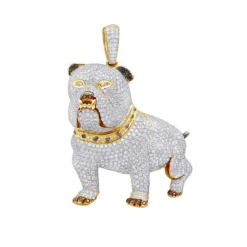 Genuine White Black Yellow Pink Diamond Bulldog Pendant 14K White Gold 17.23ct -Outlet Bijou Lush Store jewelry genuine white black yellow pink diamond bulldog pendant in real 14k gold 1723ct ye