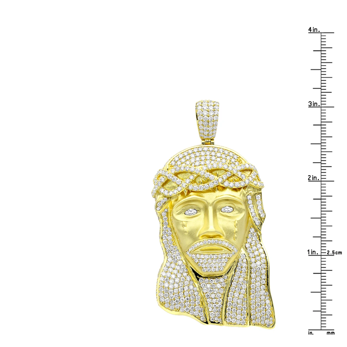 Large 18K Yellow Gold Hip Hop Jesus Face VS Diamond Pendant For Men 8 Large 18K Yellow Gold Hip Hop Jesus Face VS Diamond Pendant For Men - Image 6