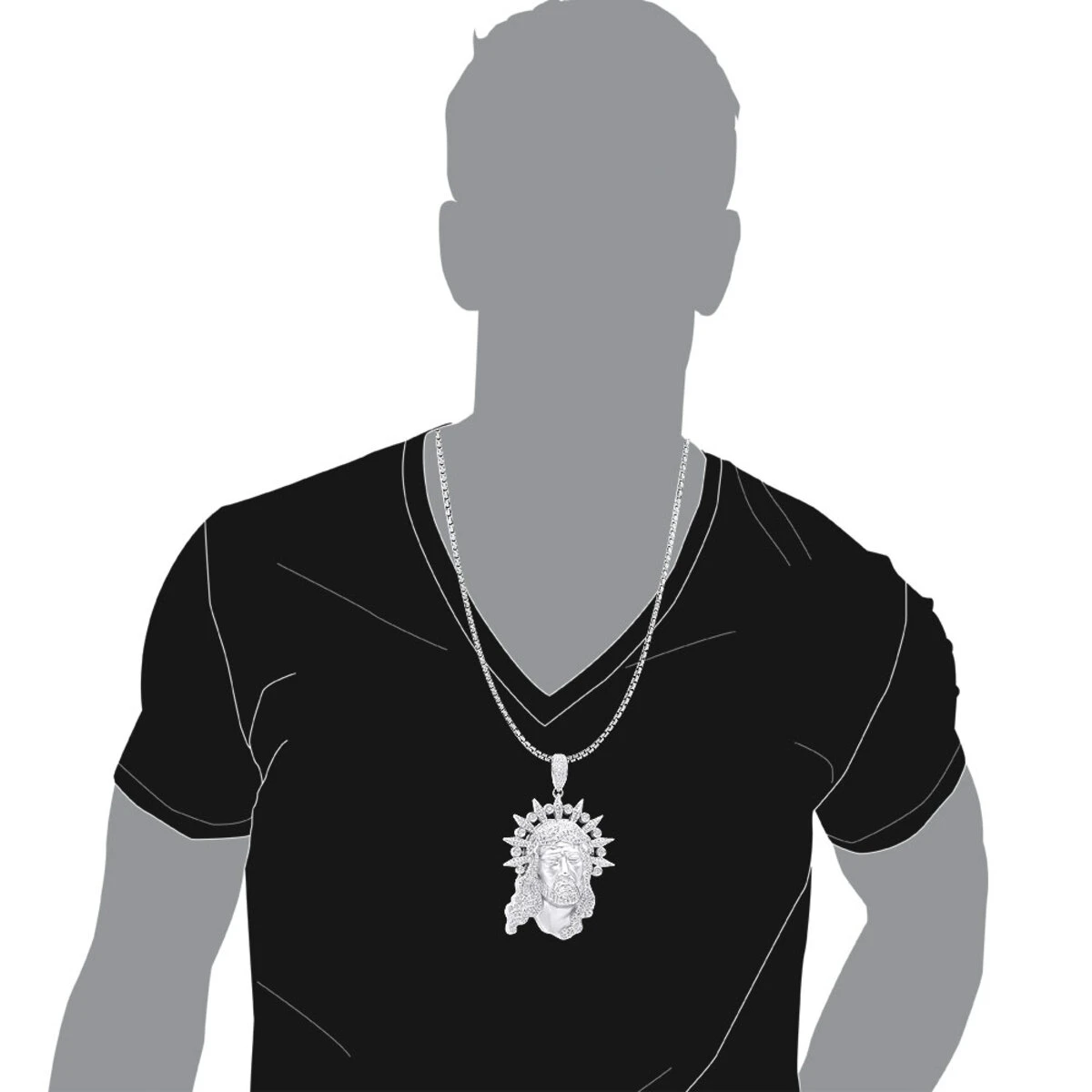 Unique Hip Hop Large Diamond 14K White Gold Jesus Head Pendant 7 Unique Hip Hop Large Diamond 14K White Gold Jesus Head Pendant - Image 5