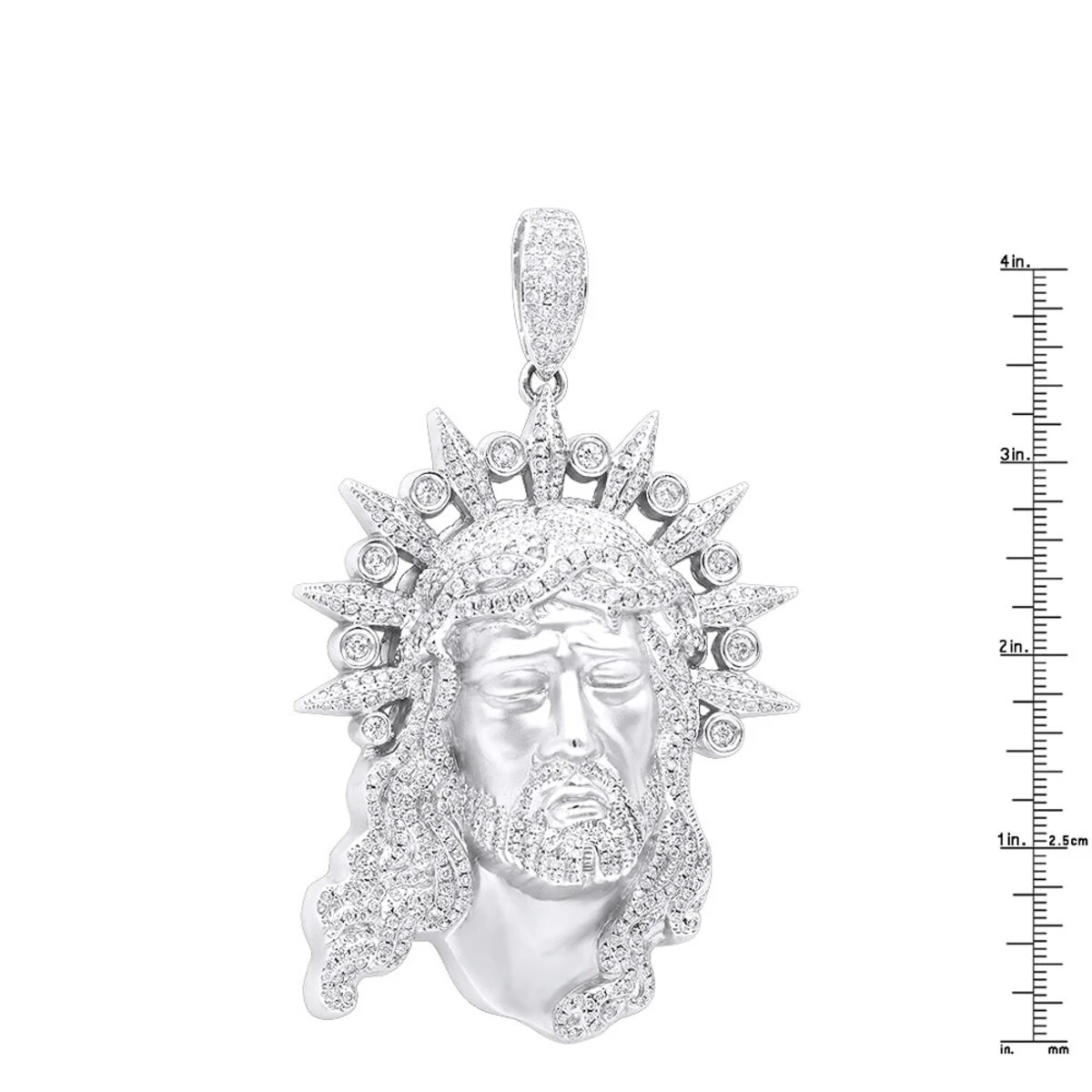 Unique Hip Hop Large Diamond 14K White Gold Jesus Head Pendant 8 Unique Hip Hop Large Diamond 14K White Gold Jesus Head Pendant - Image 6