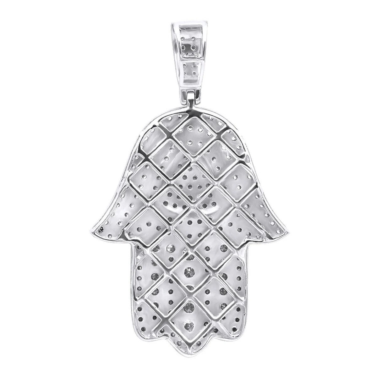 Jewish Large Iced Out Hamsa Hand Pendant 14K Yellow Gold 2CT Diamond Charm 6 Jewish Large Iced Out Hamsa Hand Pendant 14K Yellow Gold 2CT Diamond Charm - Image 4