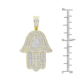 Jewish Large Iced Out Hamsa Hand Pendant 14K Yellow Gold 2CT Diamond Charm 17 Jewish Large Iced Out Hamsa Hand Pendant 14K Yellow Gold 2CT Diamond Charm -Outlet Bijou Lush Store jewelry jewish jewelry large iced out hamsa hand pendant 14k gold 2ct diamond charm rulerye