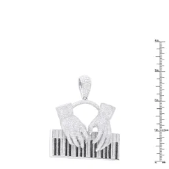 Joe Rodeo 14K White Gold Black And White Diamond Men's Piano Pendant -Outlet Bijou Lush Store jewelry joe rodeo jewelry 14k gold black and white diamond mens piano pendant rulerwh