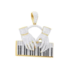 Joe Rodeo 14K White Gold Black And White Diamond Men's Piano Pendant -Outlet Bijou Lush Store jewelry joe rodeo jewelry 14k gold black and white diamond mens piano pendant ye
