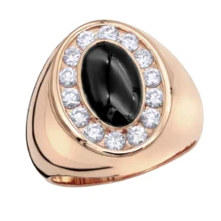 Large 1 Carat Black Onyx Diamond Ring For Men 14K Yellow Gold Pinky Ring -Outlet Bijou Lush Store jewelry large 1 carat black onyx diamond ring for men in 14k gold pinky ring ro