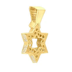 Large 14K Yellow Gold Diamond Star Of David Pendant For Men & Women -Outlet Bijou Lush Store jewelry large 14k gold diamond star of david pendant for men women jewish jewelry backye