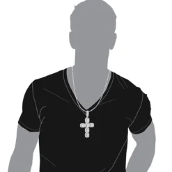 Large 2in Unique Men's Diamond Cross Pendant 14K White Gold Round Baguette Diamonds -Outlet Bijou Lush Store jewelry large 2in unique mens diamond cross pendant 14k gold round baguette diamonds 803179 bod