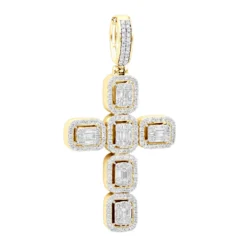 Large 2in Unique Men's Diamond Cross Pendant 14K White Gold Round Baguette Diamonds -Outlet Bijou Lush Store jewelry large 2in unique mens diamond cross pendant 14k gold round baguette diamonds 803179 ye