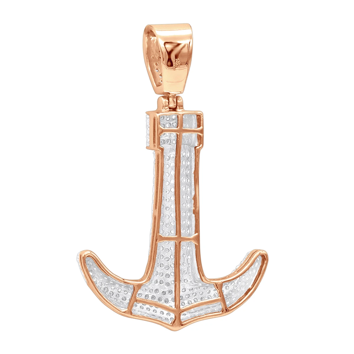 Large 10K Yellow Gold Diamond Anchor Pendant For Men 1.25 Carats 8 Large 10K Yellow Gold Diamond Anchor Pendant For Men 1.25 Carats - Image 6