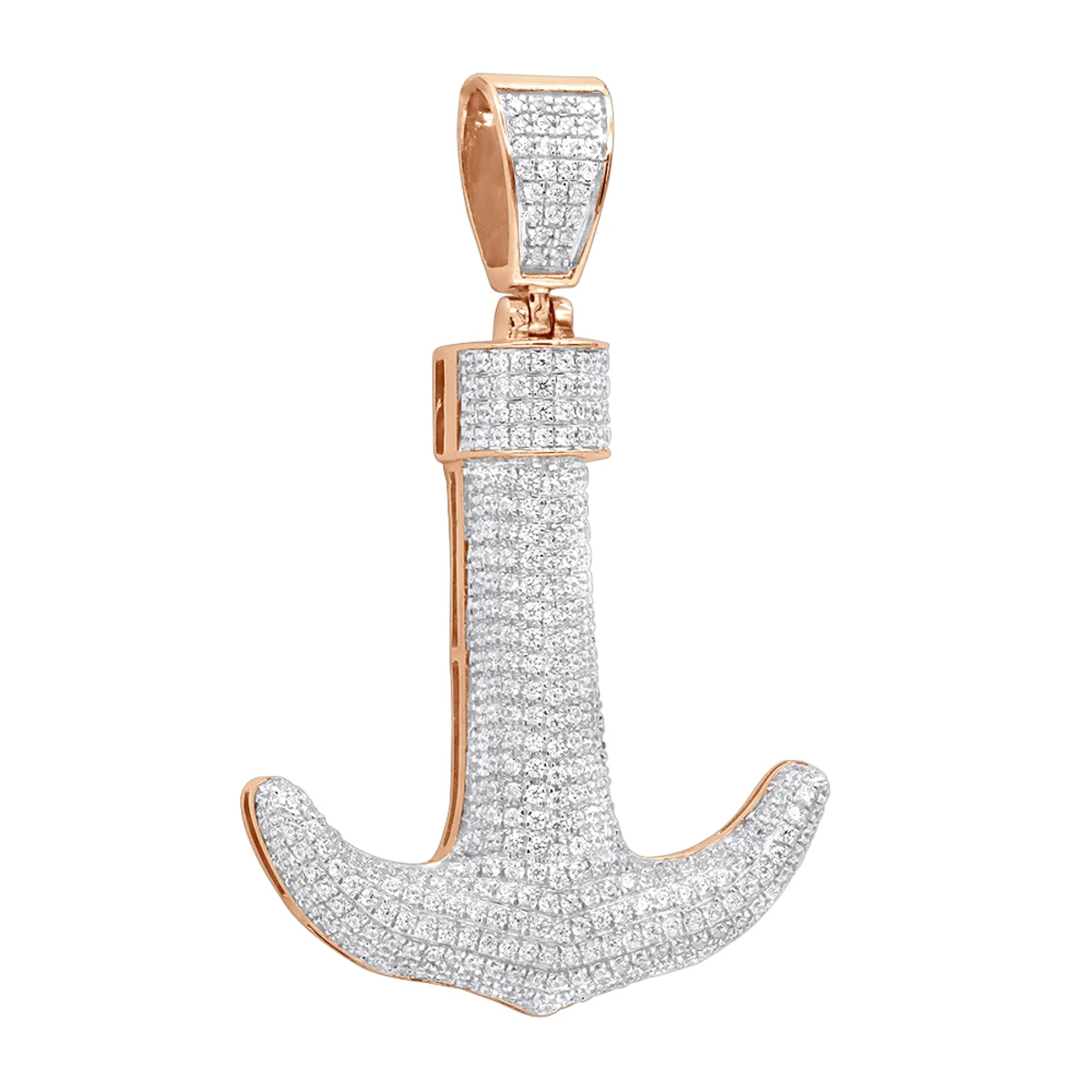 Large 10K Yellow Gold Diamond Anchor Pendant For Men 1.25 Carats 5 Large 10K Yellow Gold Diamond Anchor Pendant For Men 1.25 Carats - Image 3