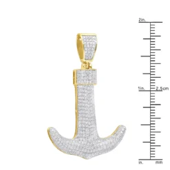Large 10K Yellow Gold Diamond Anchor Pendant For Men 1.25 Carats 17 Large 10K Yellow Gold Diamond Anchor Pendant For Men 1.25 Carats -Outlet Bijou Lush Store jewelry large real 10k gold diamond anchor pendant for men 125 carats rulerye