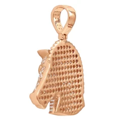 Large 10K Yellow Gold Horse Head Diamond Pendant For Men 4.5 Carat -Outlet Bijou Lush Store jewelry large real 10k gold horse head diamond pendant for men 4 carat backro