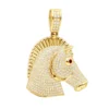 Large 10K Yellow Gold Horse Head Diamond Pendant For Men 4.5 Carat -Outlet Bijou Lush Store jewelry large real 10k gold horse head diamond pendant for men 4 carat mainye