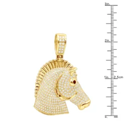 Large 10K Yellow Gold Horse Head Diamond Pendant For Men 4.5 Carat -Outlet Bijou Lush Store jewelry large real 10k gold horse head diamond pendant for men 4 carat rulerye