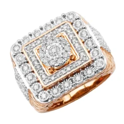 Large Real Hip Hop Diamond Pinky Ring For Men 14K Yellow Gold Square Shape 2.25ct -Outlet Bijou Lush Store jewelry large real hip hop diamond pinky ring for men 14k gold square shape 225ct 803186 ro