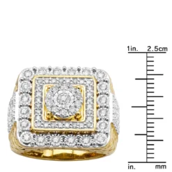 Large Real Hip Hop Diamond Pinky Ring For Men 14K Yellow Gold Square Shape 2.25ct -Outlet Bijou Lush Store jewelry large real hip hop diamond pinky ring for men 14k gold square shape 225ct 803186 ruler