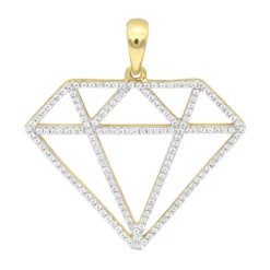 Large Size Diamond Shape Charm Pendant 0.5CT 14K Yellow Gold By Luxurman