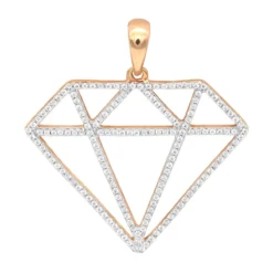 Large Size Diamond Shape Charm Pendant 0.5CT 14K Yellow Gold By Luxurman -Outlet Bijou Lush Store jewelry large size diamond shape charm pendant 05ct in 14k gold by luxurman ro 1