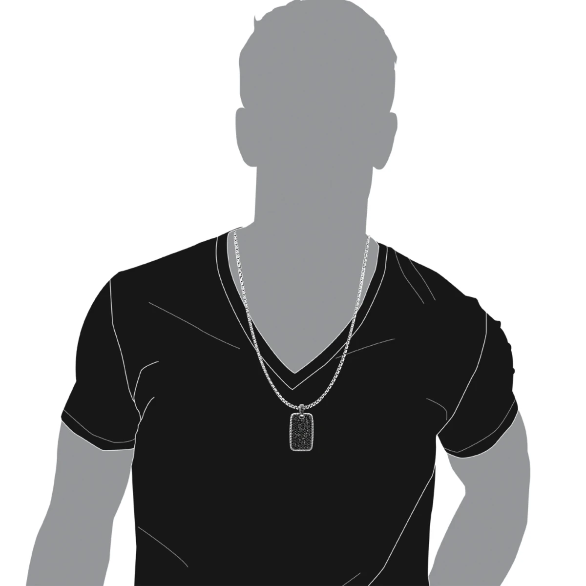 Large Sterling Silver Black Diamond Dog Tag Pendant For Men 14Ct Pave Setting 5 Large Sterling Silver Black Diamond Dog Tag Pendant For Men 14Ct Pave Setting - Image 3