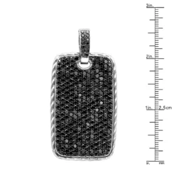 Large Sterling Silver Black Diamond Dog Tag Pendant For Men 14Ct Pave Setting 9 Large Sterling Silver Black Diamond Dog Tag Pendant For Men 14Ct Pave Setting -Outlet Bijou Lush Store jewelry large sterling silver black diamond dog tag pendant for men 14ct pave setting rulerwh