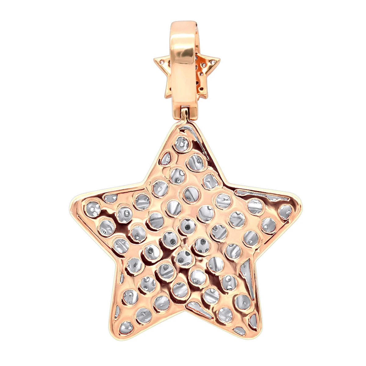 Large Unisex High Fashioned Diamond Star Pendant 14K Yellow Gold 1.8CT 8 Large Unisex High Fashioned Diamond Star Pendant 14K Yellow Gold 1.8CT - Image 6