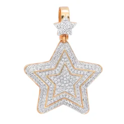 Large Unisex High Fashioned Diamond Star Pendant 14K Yellow Gold 1.8CT 12 Large Unisex High Fashioned Diamond Star Pendant 14K Yellow Gold 1.8CT -Outlet Bijou Lush Store jewelry large unisex high fashioned diamond star pendant in 14k gold 18ct ro 1